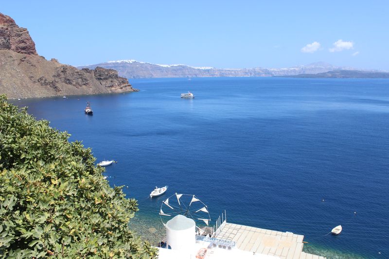 Deep blue waters of Therasia Island (Θηρασία). Works fine for swimming!