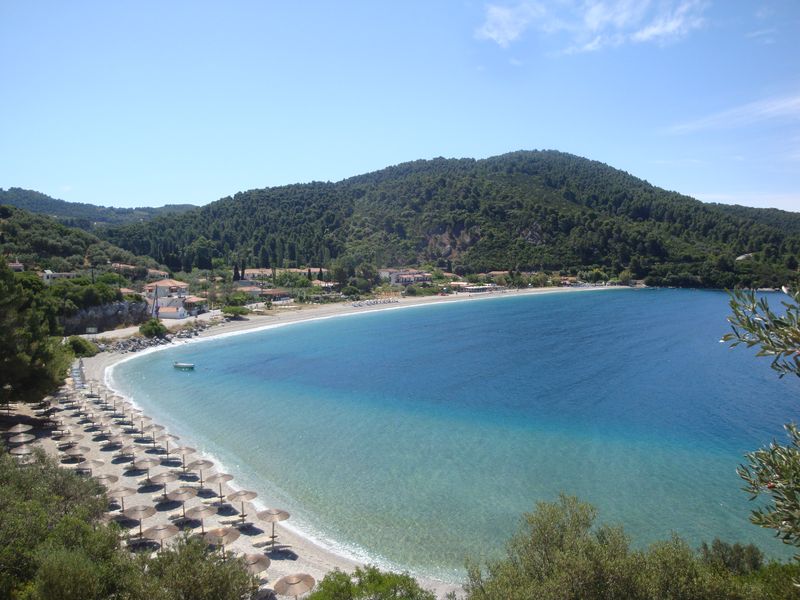 View of beautiful Panormos beach (Πάνορμος)