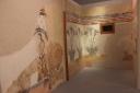 37. Egyptian motif &#x2013; Woman with papyrus - Fresco with a picture of papyrus flowers, Akrotiri (Ακρωτήρι). Museum of Firá, Santorini
