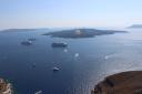 50. Touristic gathering round the volcano - (Nea Kameni island). Firá (Φηρά), Santorini