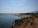 115. View of the Frangokastello beach from the tavern - Frangokastello fortress, Chania (το κάστρο Φραγκοκάστελλο, Χανιά), South Crete.